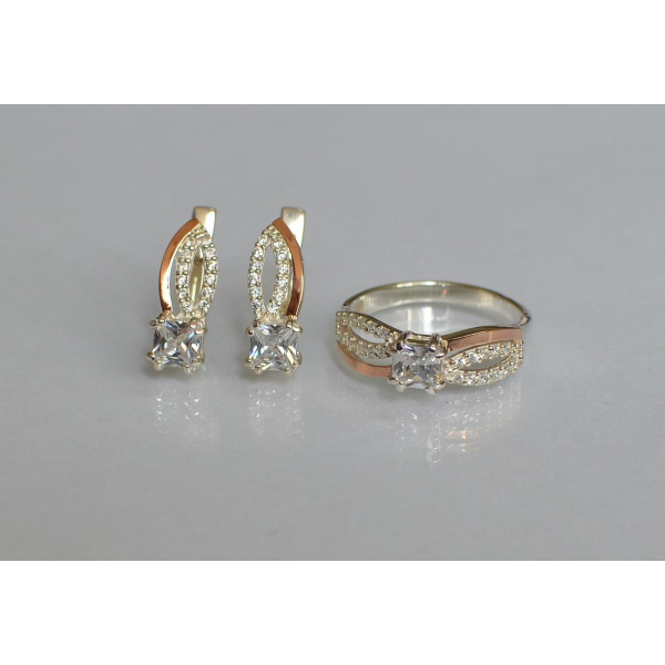 Срібний набір з золотими вставками (136)