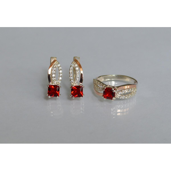 Срібний набір з золотими вставками (136)