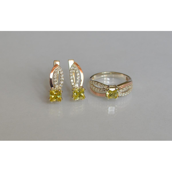 Срібний набір з золотими вставками (136)