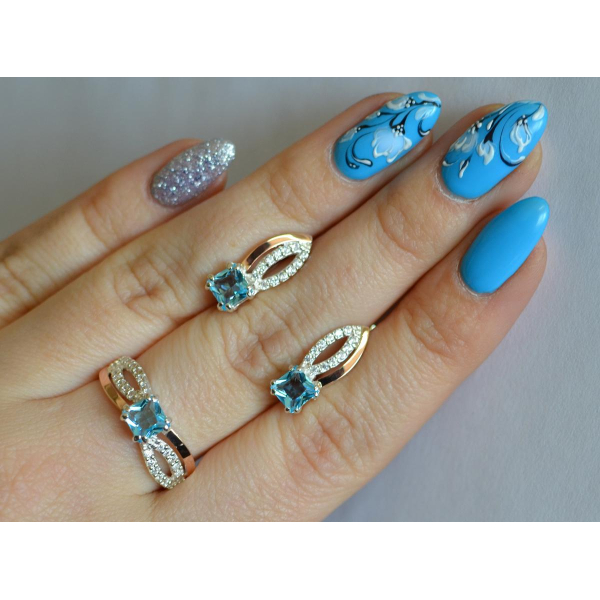 Срібний набір з золотими вставками (136)