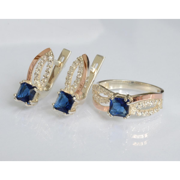 Срібний набір з золотими вставками (136)