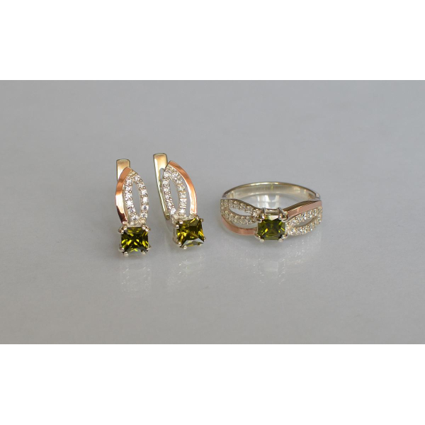 Срібний набір з золотими вставками (136)