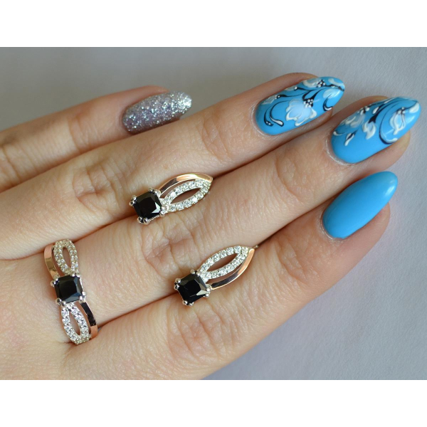 Срібний набір з золотими вставками (136)