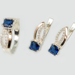 Серебряный набор с золотыми вставками