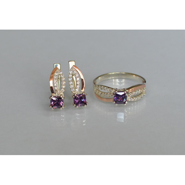 Срібний набір з золотими вставками (136)