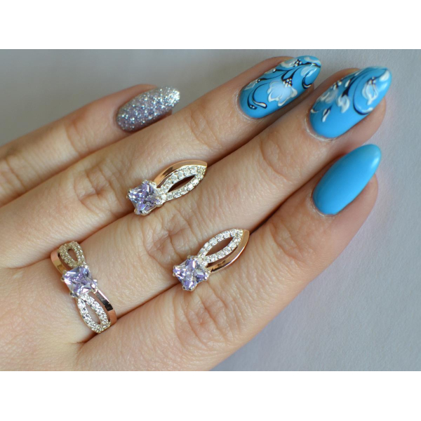 Срібний набір з золотими вставками (136)