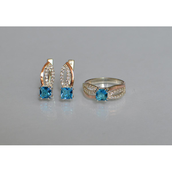 Срібний набір з золотими вставками (136)