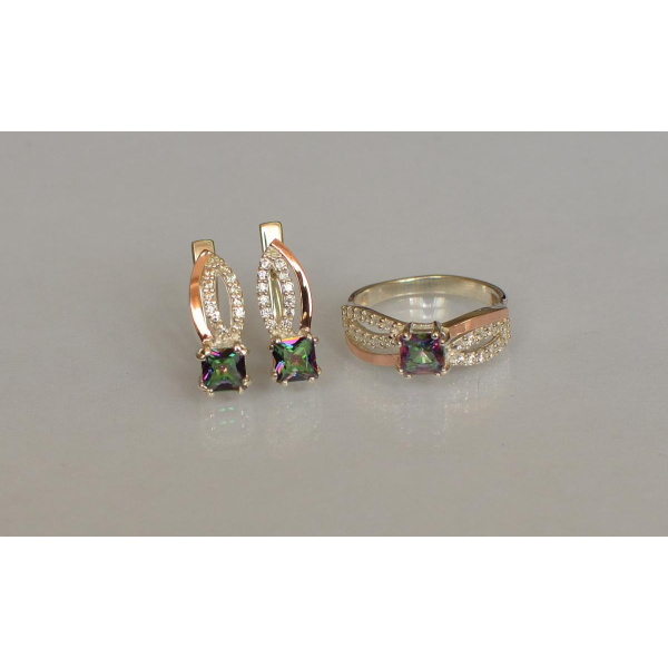 Срібний набір з золотими вставками (136)