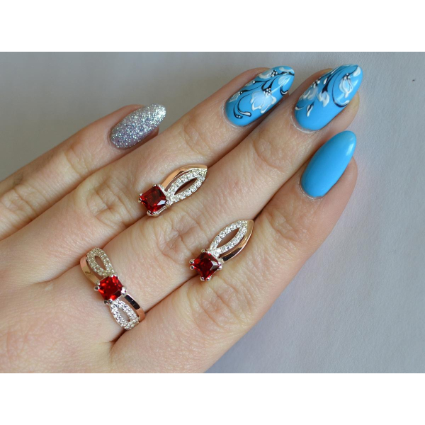 Срібний набір з золотими вставками (136)