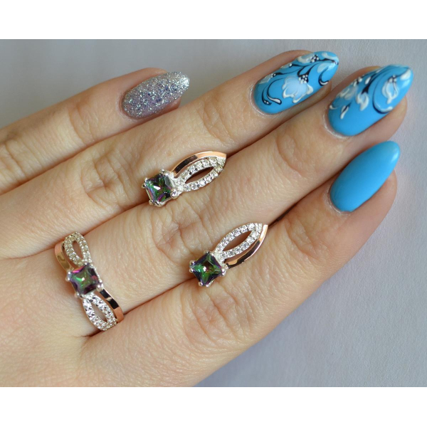 Срібний набір з золотими вставками (136)