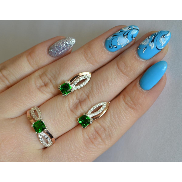 Срібний набір з золотими вставками (136)