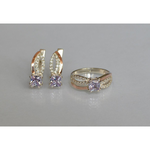 Срібний набір з золотими вставками (136)