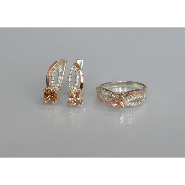 Срібний набір з золотими вставками (136)