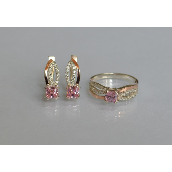 Срібний набір з золотими вставками (136)