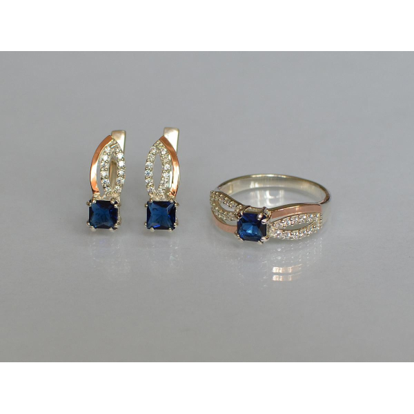 Срібний набір з золотими вставками (136)