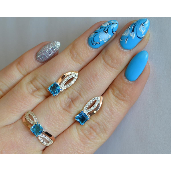 Срібний набір з золотими вставками (136)