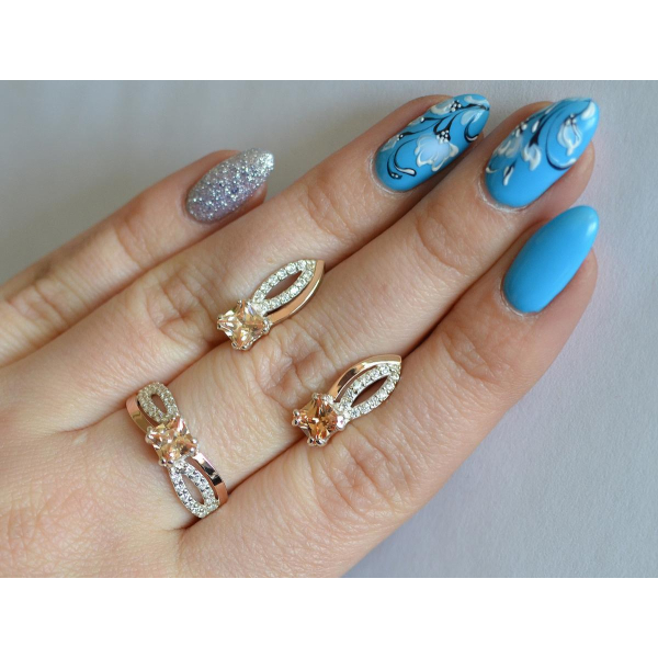 Срібний набір з золотими вставками (136)