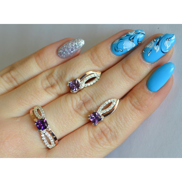 Срібний набір з золотими вставками (136)