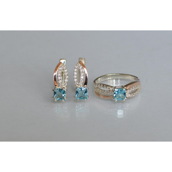 Срібний набір з золотими вставками (136)