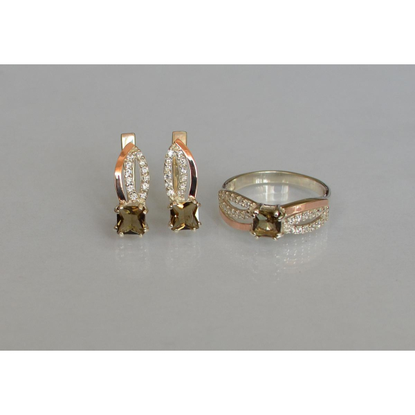 Срібний набір з золотими вставками (136)