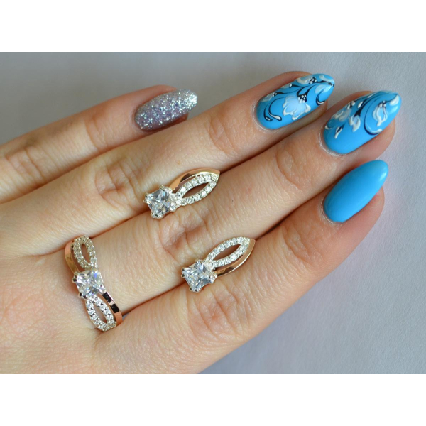 Срібний набір з золотими вставками (136)