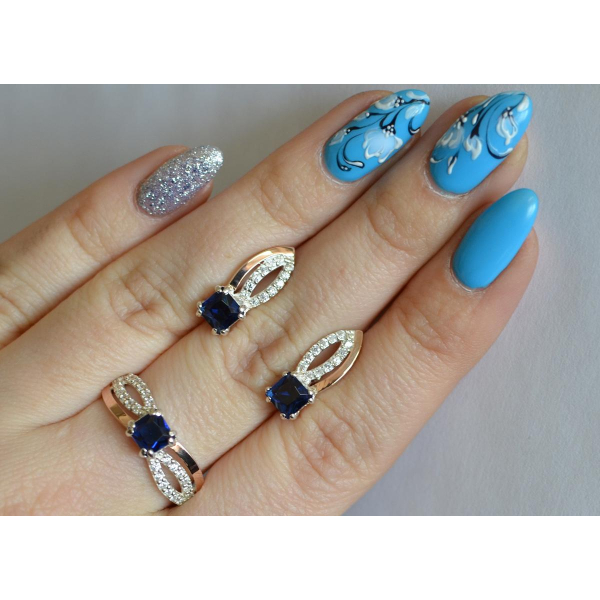 Срібний набір з золотими вставками (136)