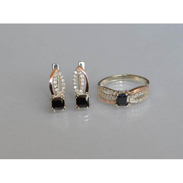 Срібний набір з золотими вставками (136)