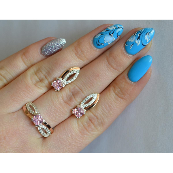 Срібний набір з золотими вставками (136)