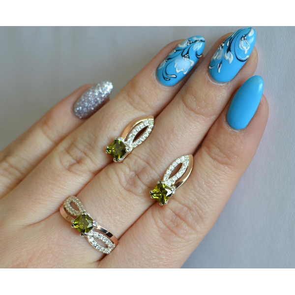 Срібний набір з золотими вставками (136)