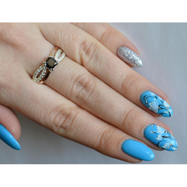 Серебряное кольцо с золотыми вставками (136к)