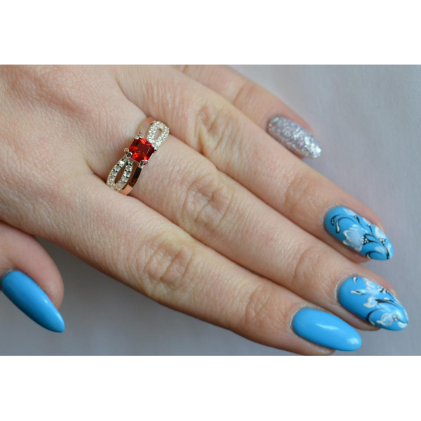 Серебряное кольцо с золотыми вставками (136к)