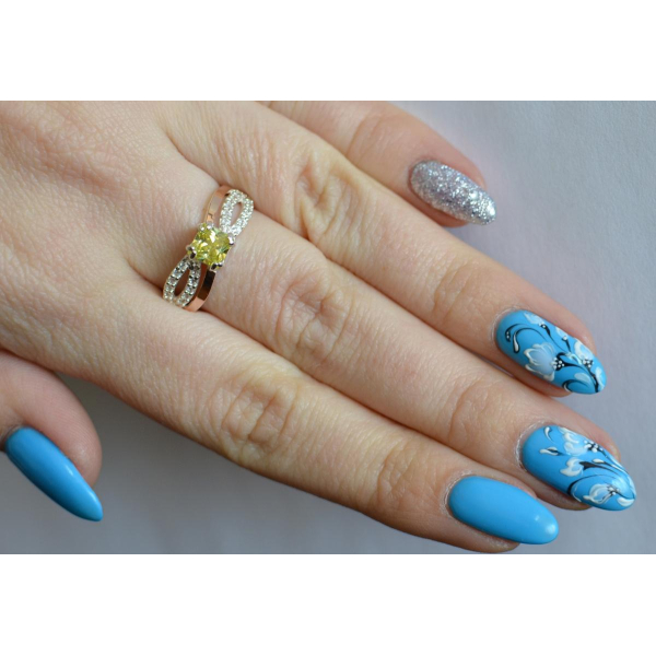 Серебряное кольцо с золотыми вставками (136к)