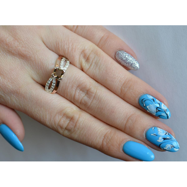 Серебряное кольцо с золотыми вставками (136к)