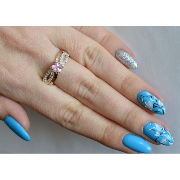 Серебряное кольцо с золотыми вставками (136к)