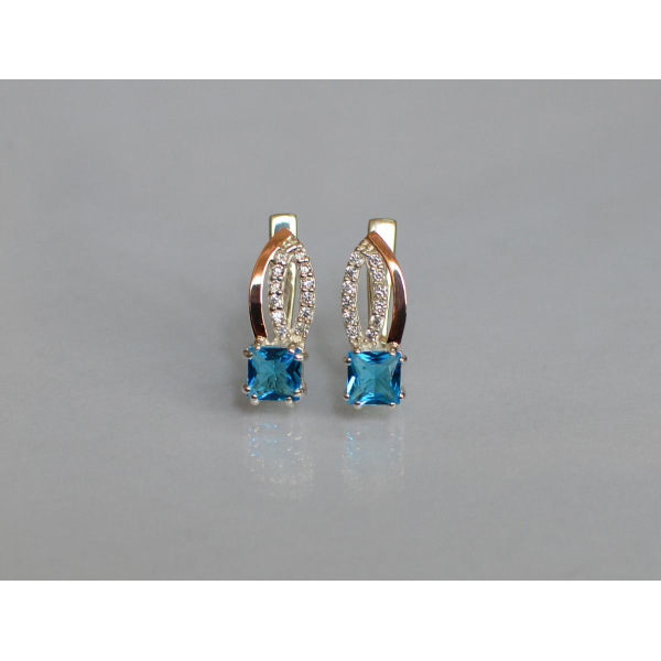 Серебряные серьги с золотыми вставками (136с)