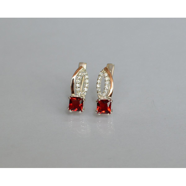 Серебряные серьги с золотыми вставками (136с)