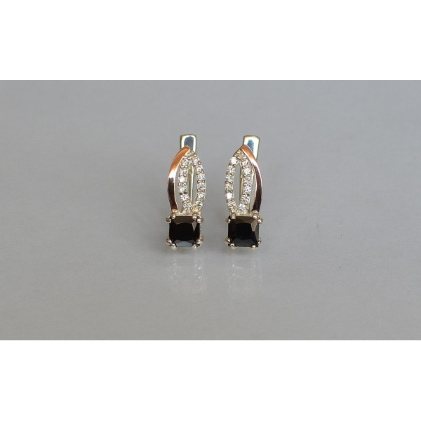 Серебряные серьги с золотыми вставками (136с)