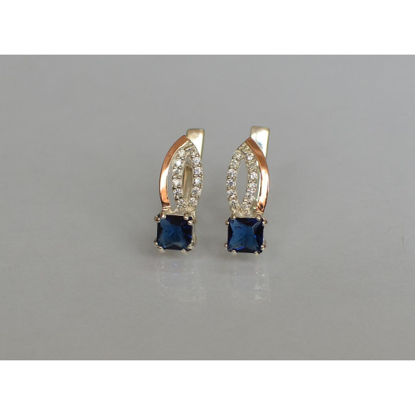 Серебряные серьги с золотыми вставками (136с)