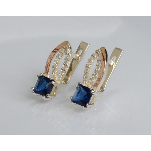 Серебряные серьги с золотыми вставками (136с)