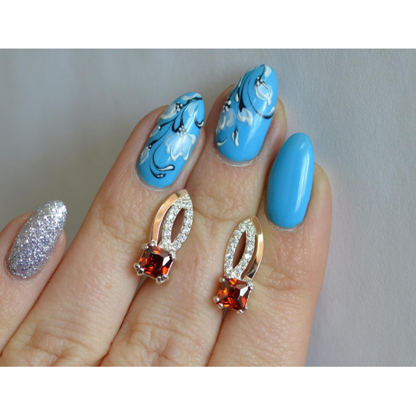 Серебряные серьги с золотыми вставками (136с)