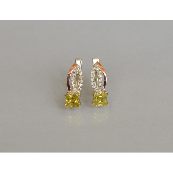 Серебряные серьги с золотыми вставками (136с)