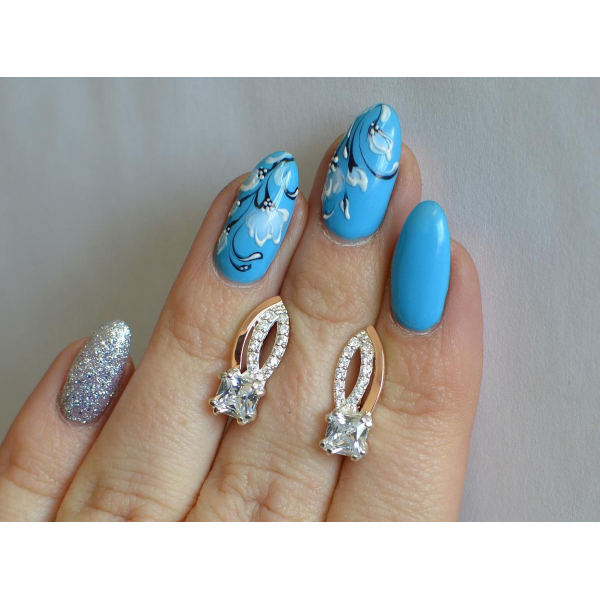 Серебряные серьги с золотыми вставками (136с)