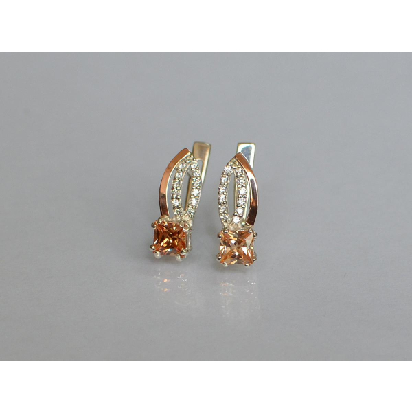 Серебряные серьги с золотыми вставками (136с)