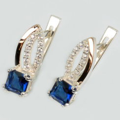 Серебряные серьги с золотыми вставками