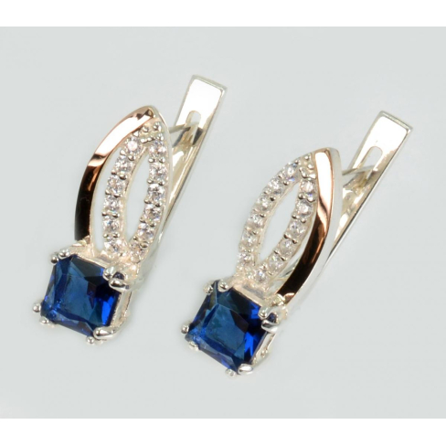 Серебряные серьги с золотыми вставками