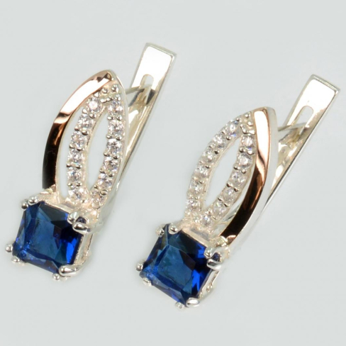 Серебряные серьги с золотыми вставками