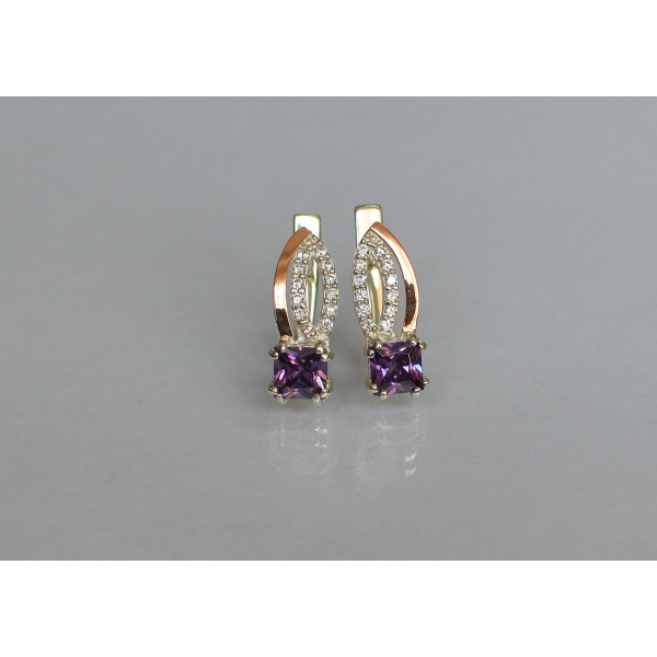 Серебряные серьги с золотыми вставками (136с)