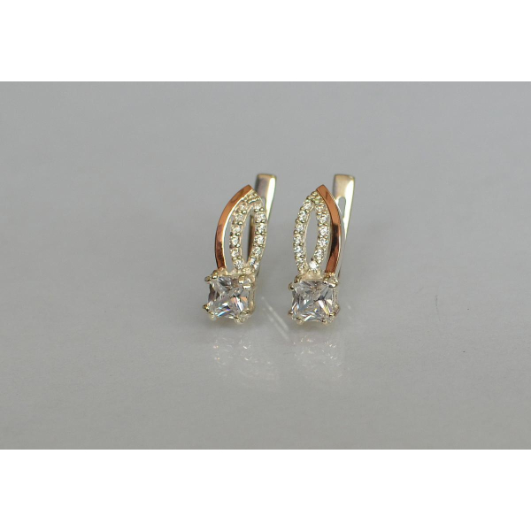 Серебряные серьги с золотыми вставками (136с)