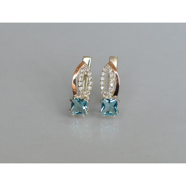 Серебряные серьги с золотыми вставками (136с)