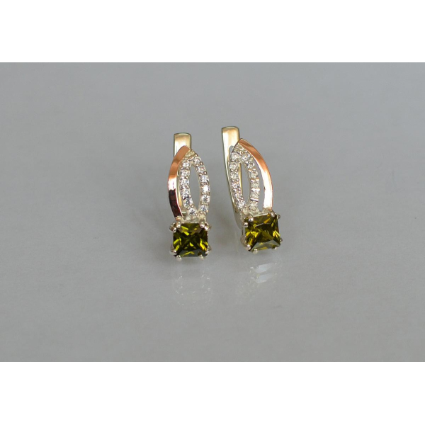 Серебряные серьги с золотыми вставками (136с)